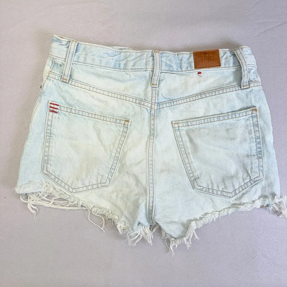 BDG Denim Shorts Womens 24 Light Blue Girlfriend High Rise Distressed Cutoffs